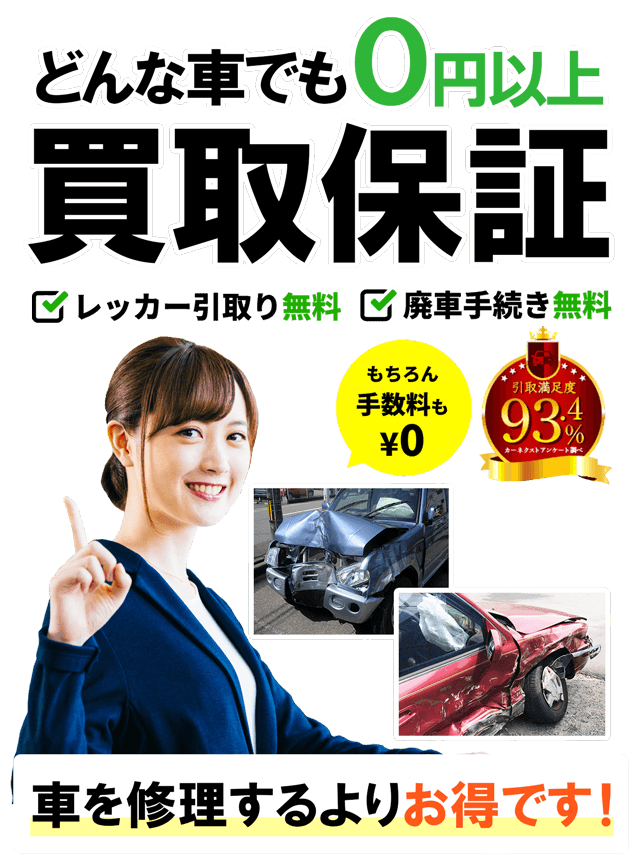 どんな車でも０円以上買取保証！